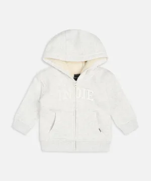 The Sherpa Huntington Hoodie - Light Grey Marle/White