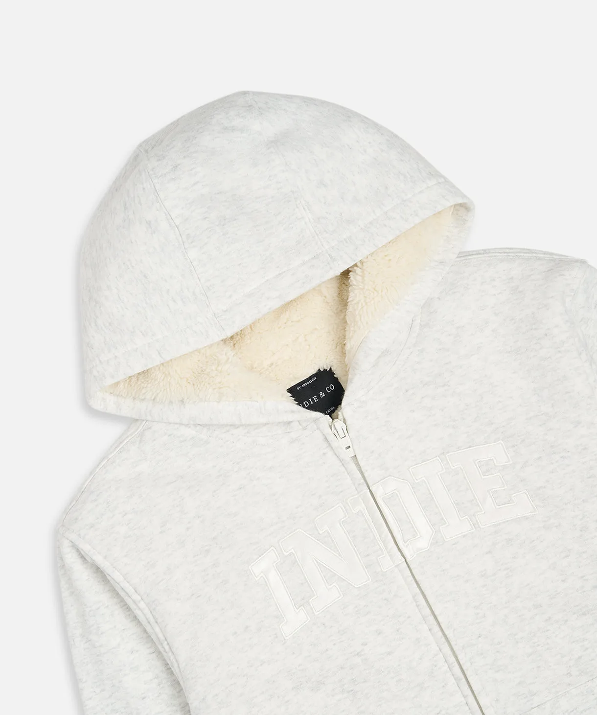 The Sherpa Huntington Hoodie - Light Grey Marle/White