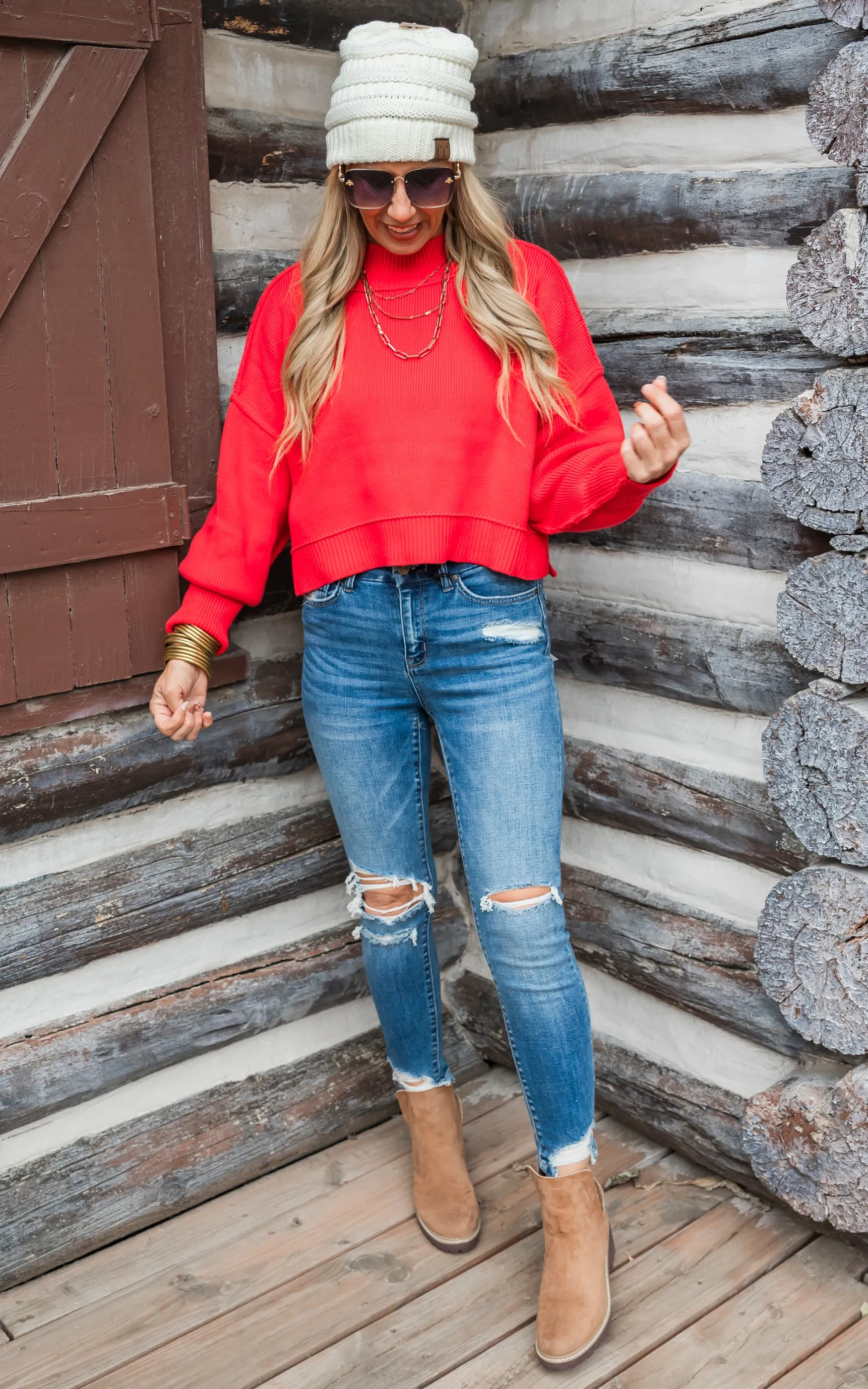 Time to Run Oversized Cropped Sweater - Final Sale