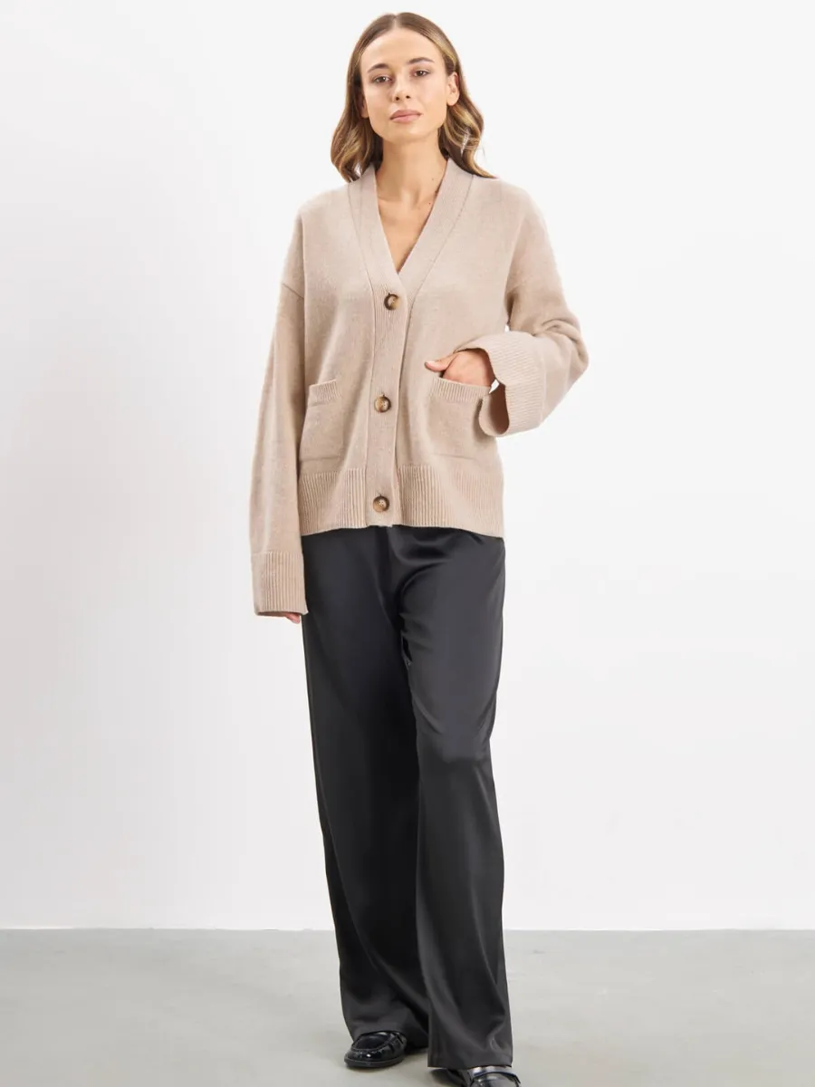 Trendy Loose-Fit V-Neck Short Knit Cardigan for Women