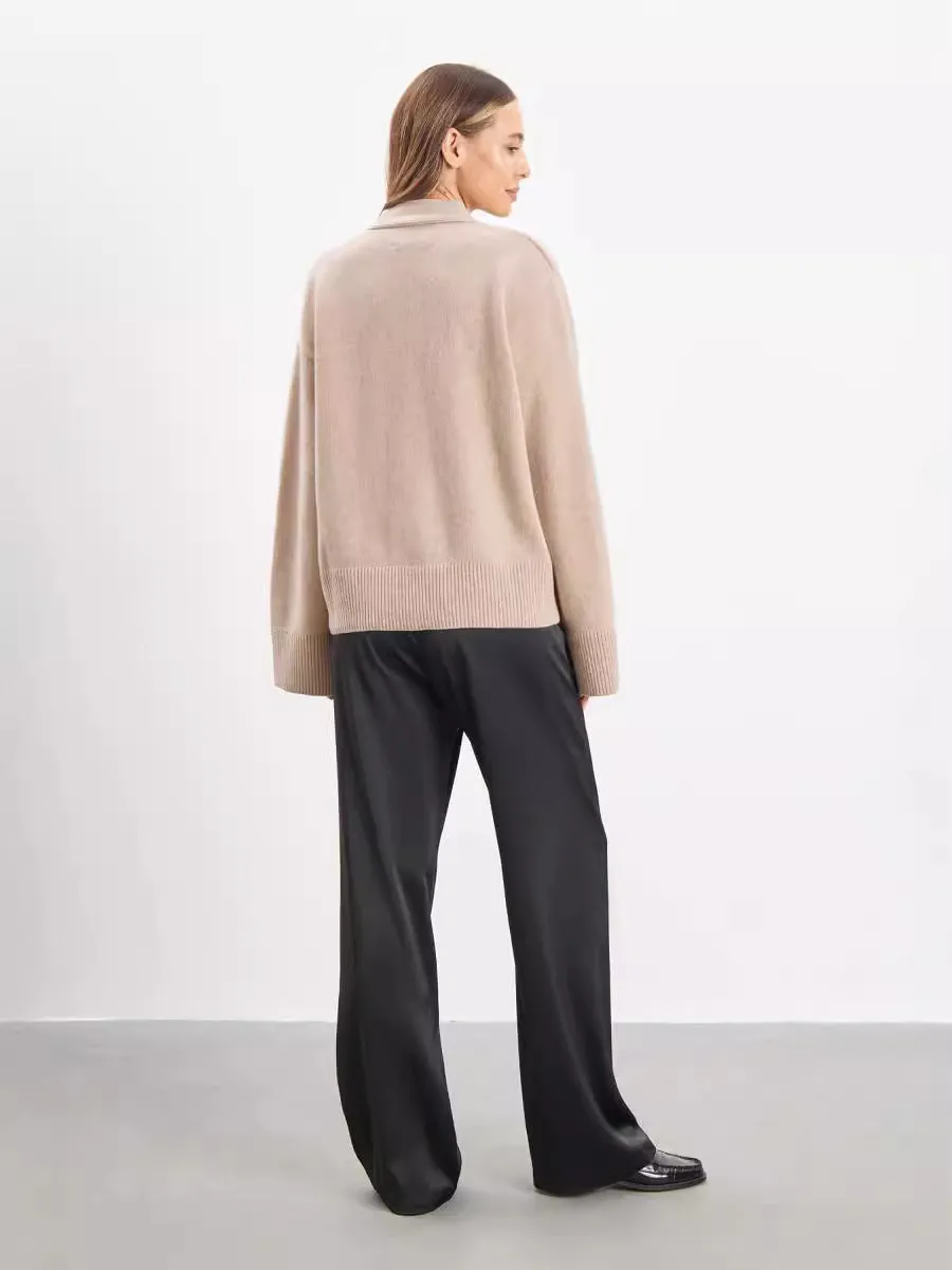Trendy Loose-Fit V-Neck Short Knit Cardigan for Women
