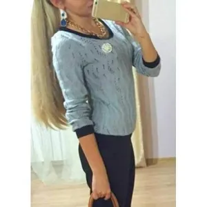 Trendy Scoop Neck Hollow Out Back Buttoned Sweater For Women - Gray Xl