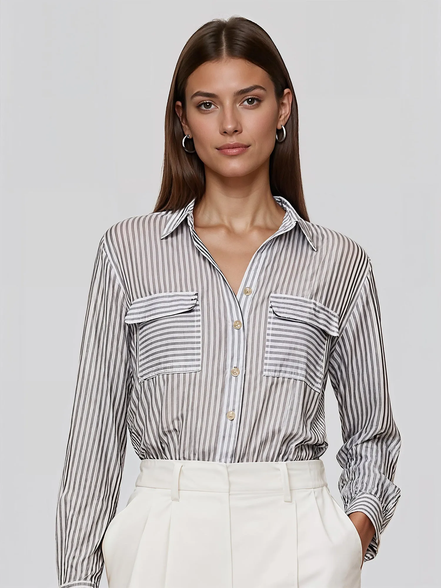 Two Pocket Stripe Utility Shirt