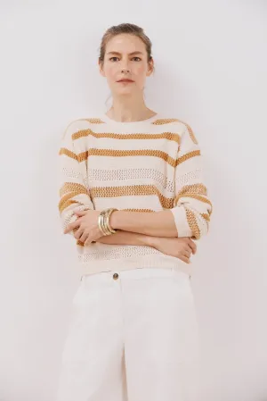 Two-tone striped jumper - Ivory