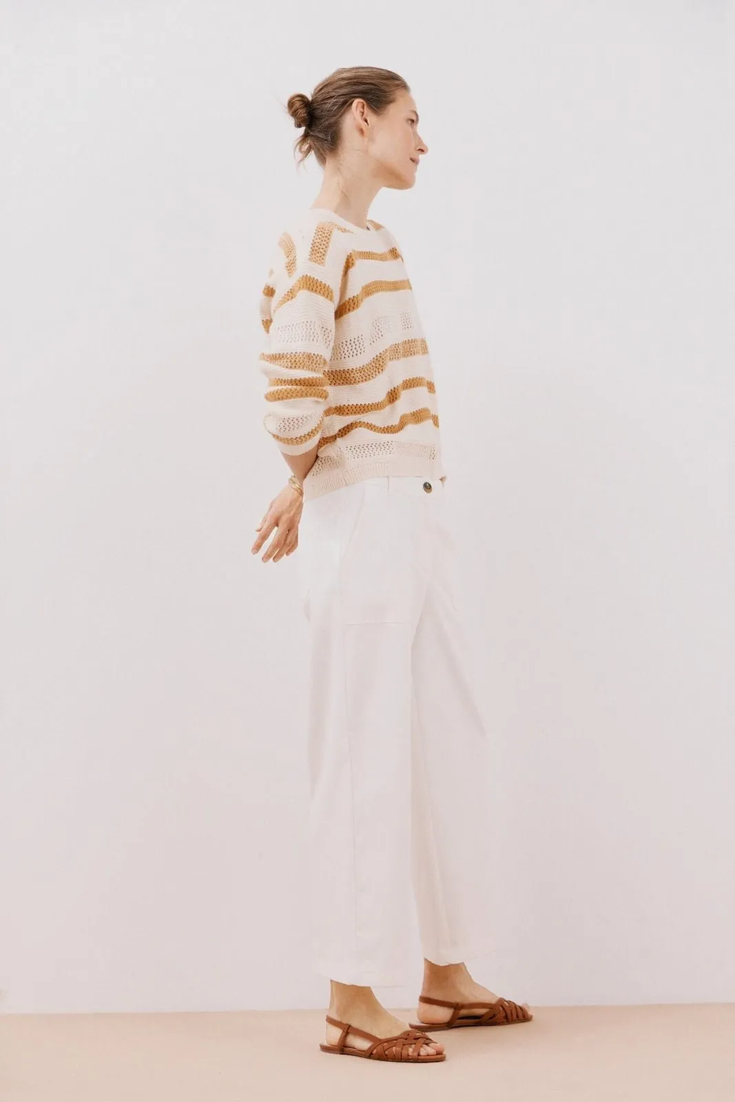 Two-tone striped jumper - Ivory