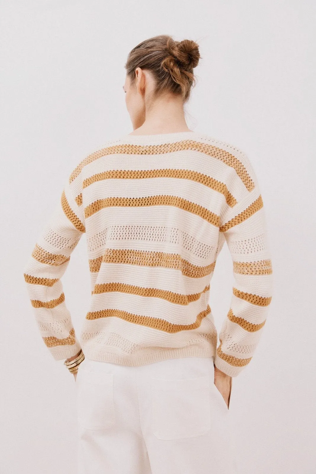 Two-tone striped jumper - Ivory