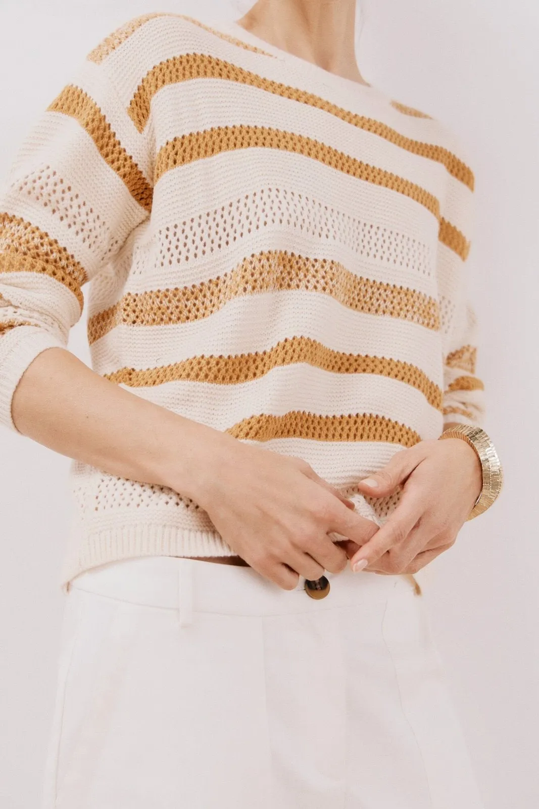 Two-tone striped jumper - Ivory