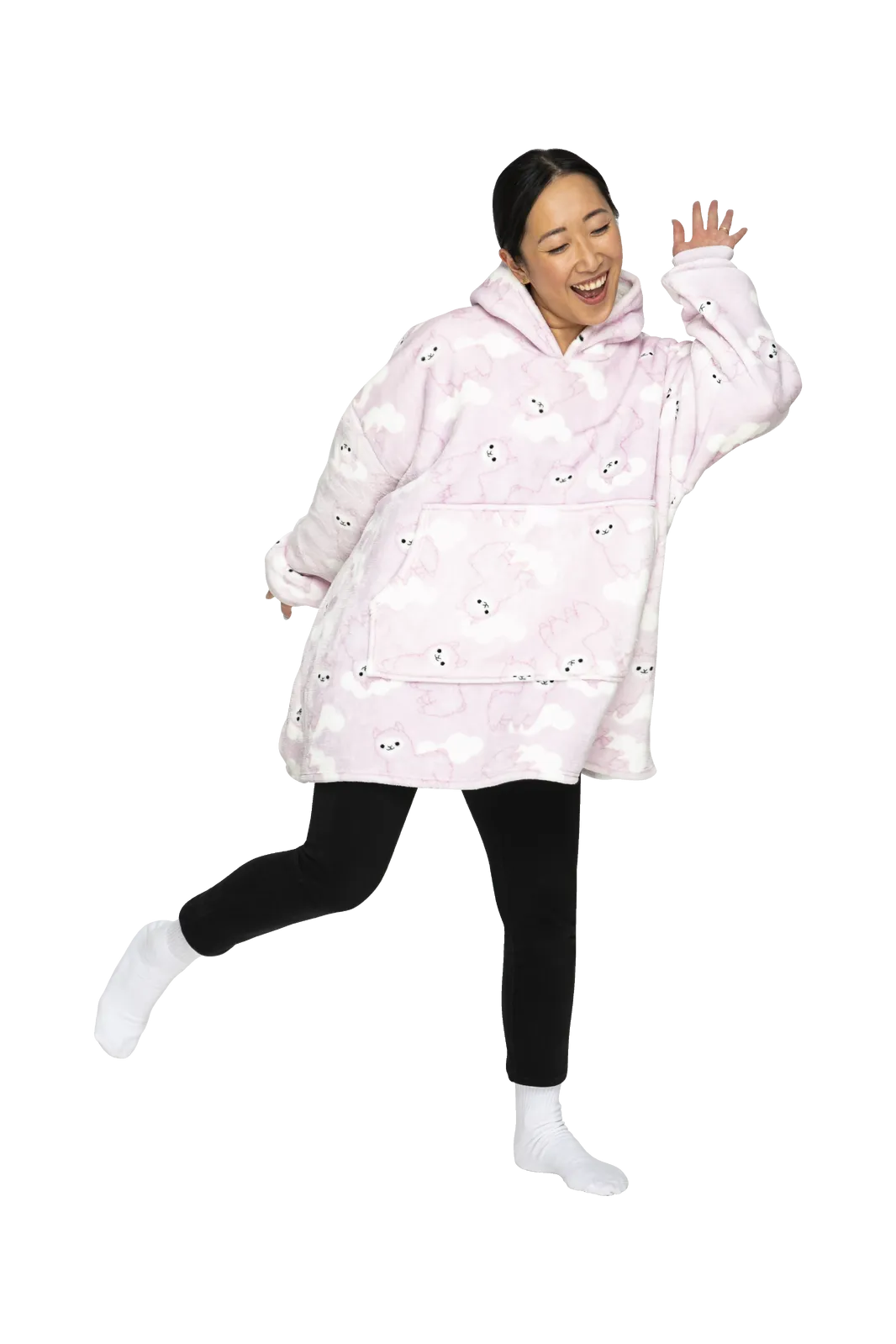 UGGOWEAR Giant Hoodie Llama Face Adult Light Pink