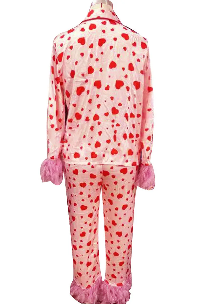 UK0156 Feather Hearts Pajamas Set