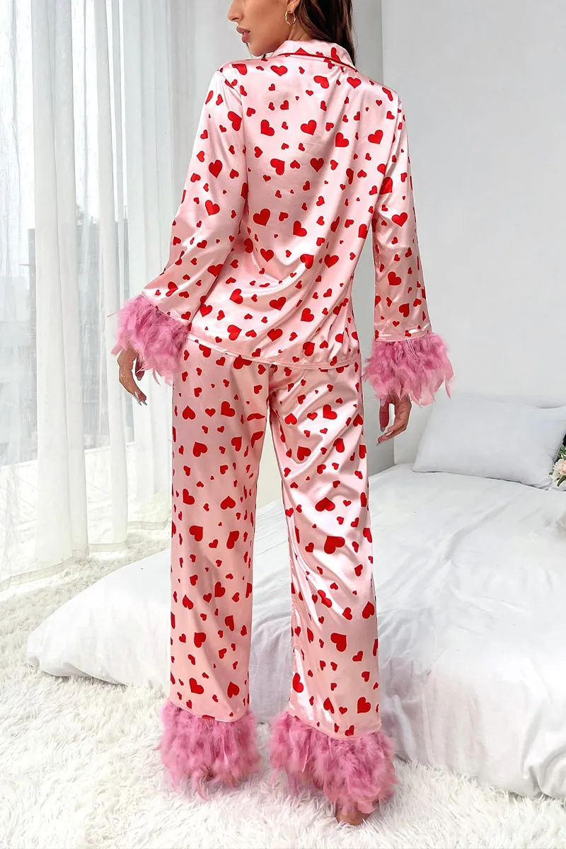 UK0156 Feather Hearts Pajamas Set