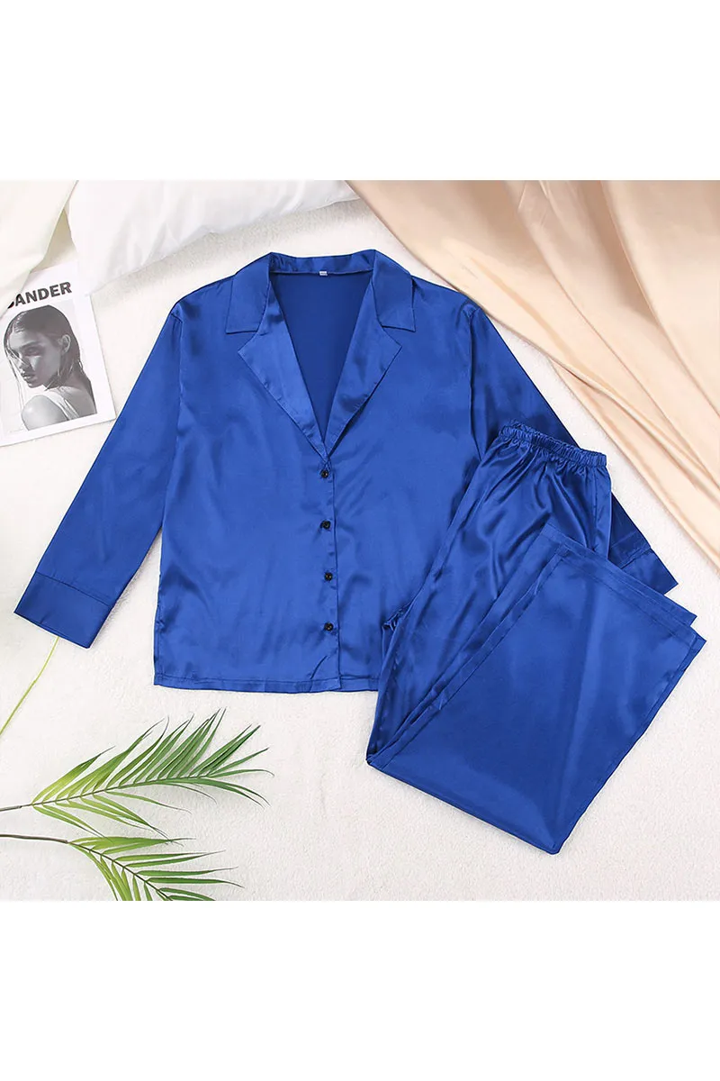 UK0249 Silky Shirt and Pants Set