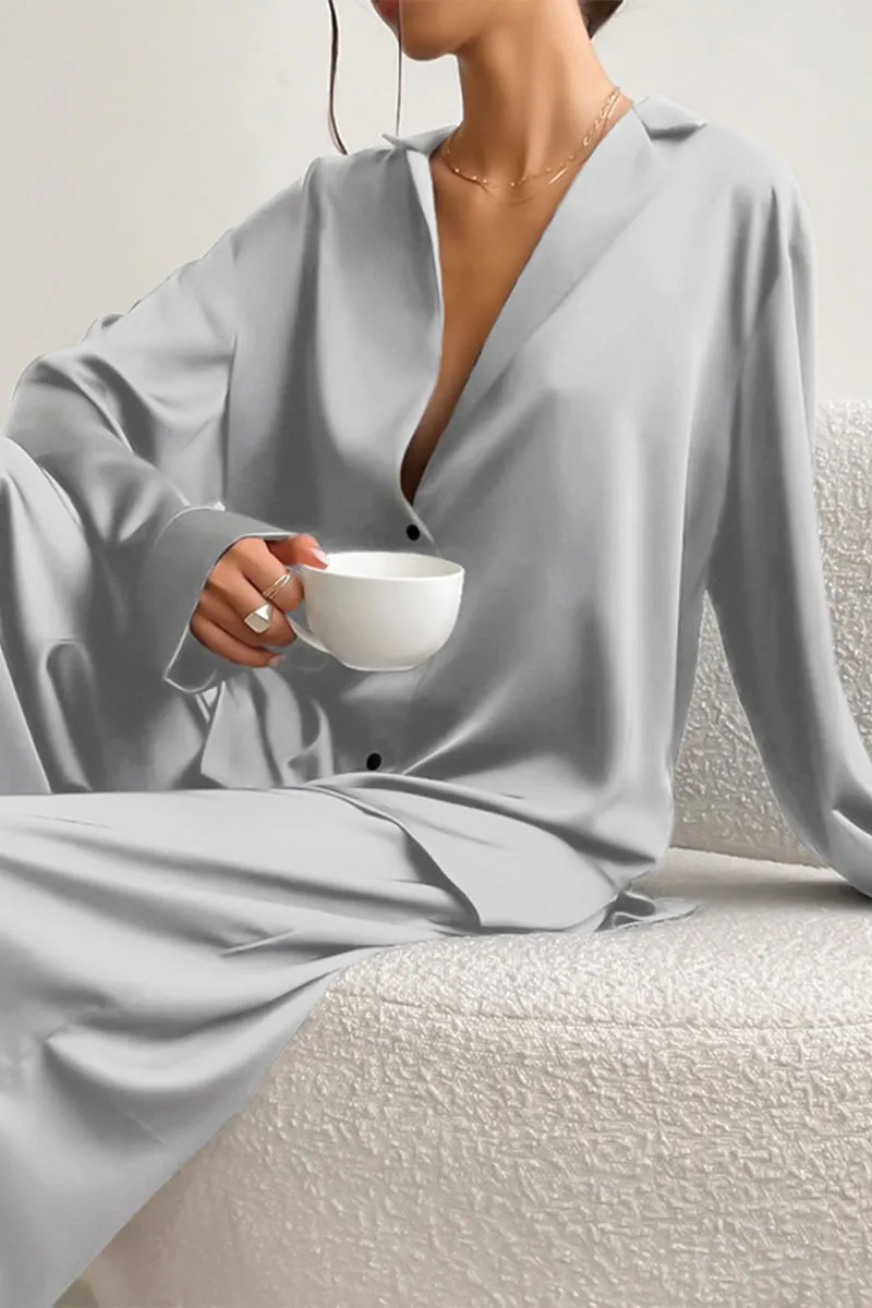 UK0249 Silky Shirt and Pants Set