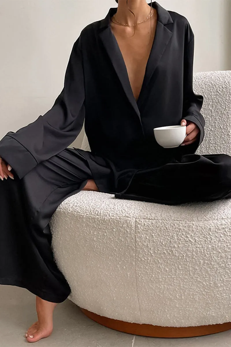 UK0249 Silky Shirt and Pants Set
