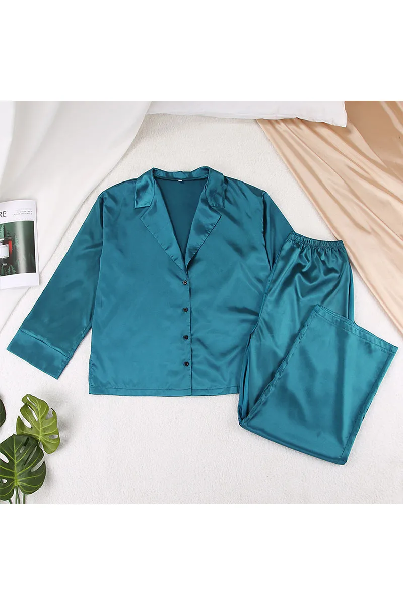 UK0249 Silky Shirt and Pants Set