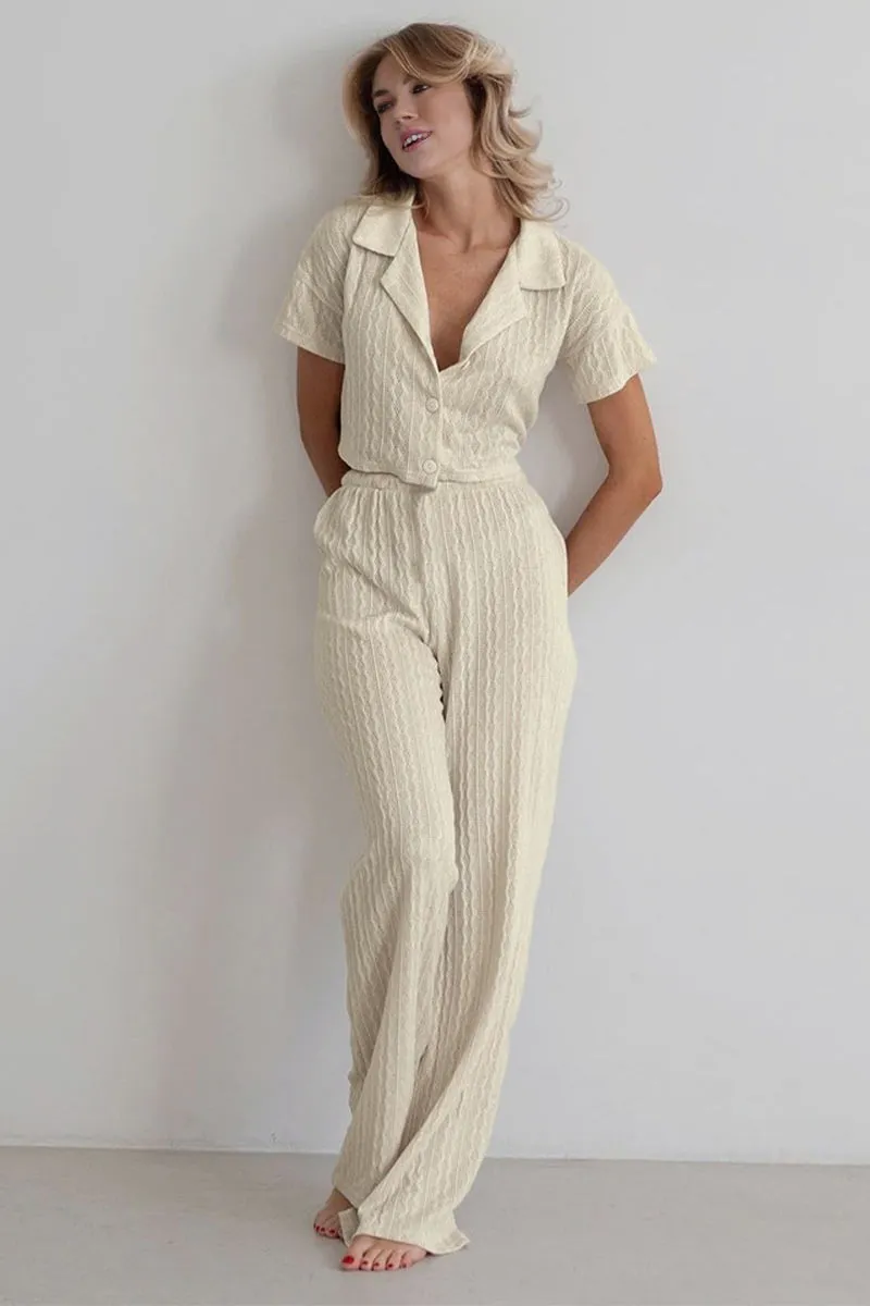 UK0375 Knit Shirt and Pants Set
