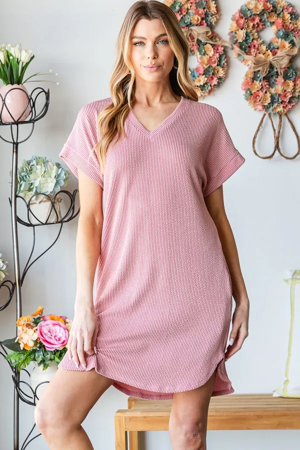 Urban Ribbed Mini Dress with Pockets