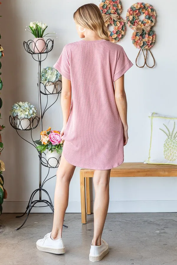 Urban Ribbed Mini Dress with Pockets