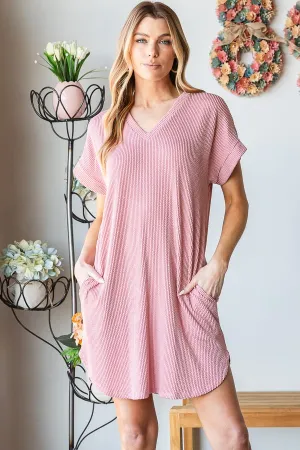 Urban Ribbed Mini Dress with Pockets
