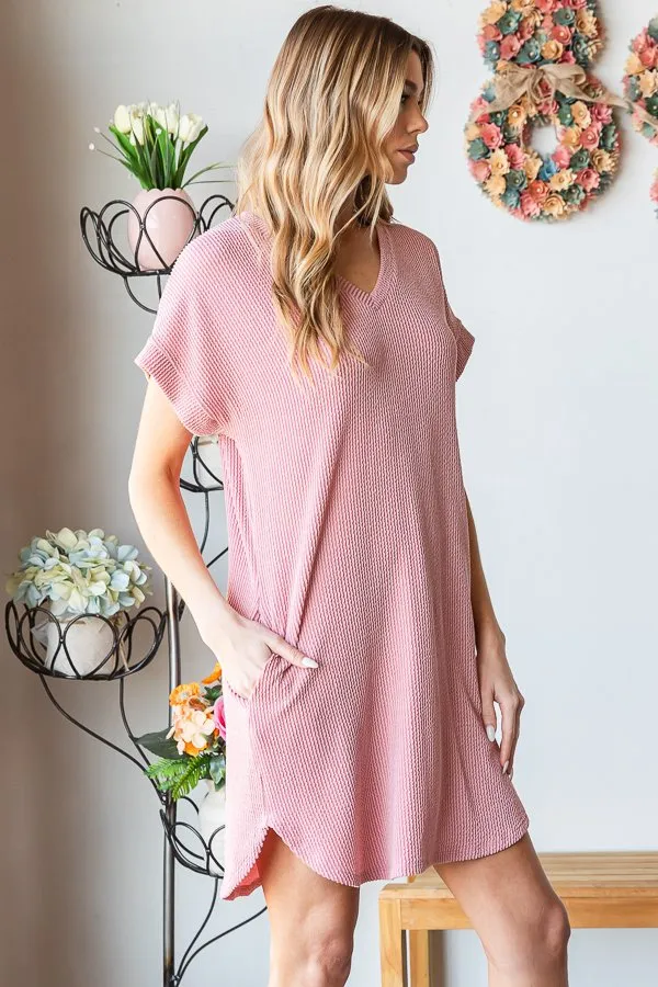 Urban Ribbed Mini Dress with Pockets