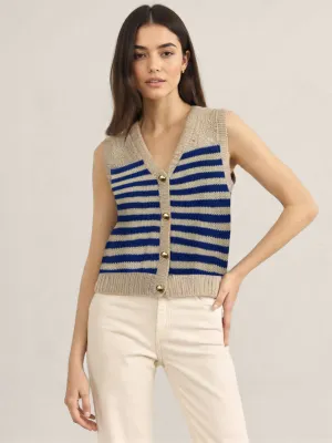 V Neck Striped Sweater Vest
