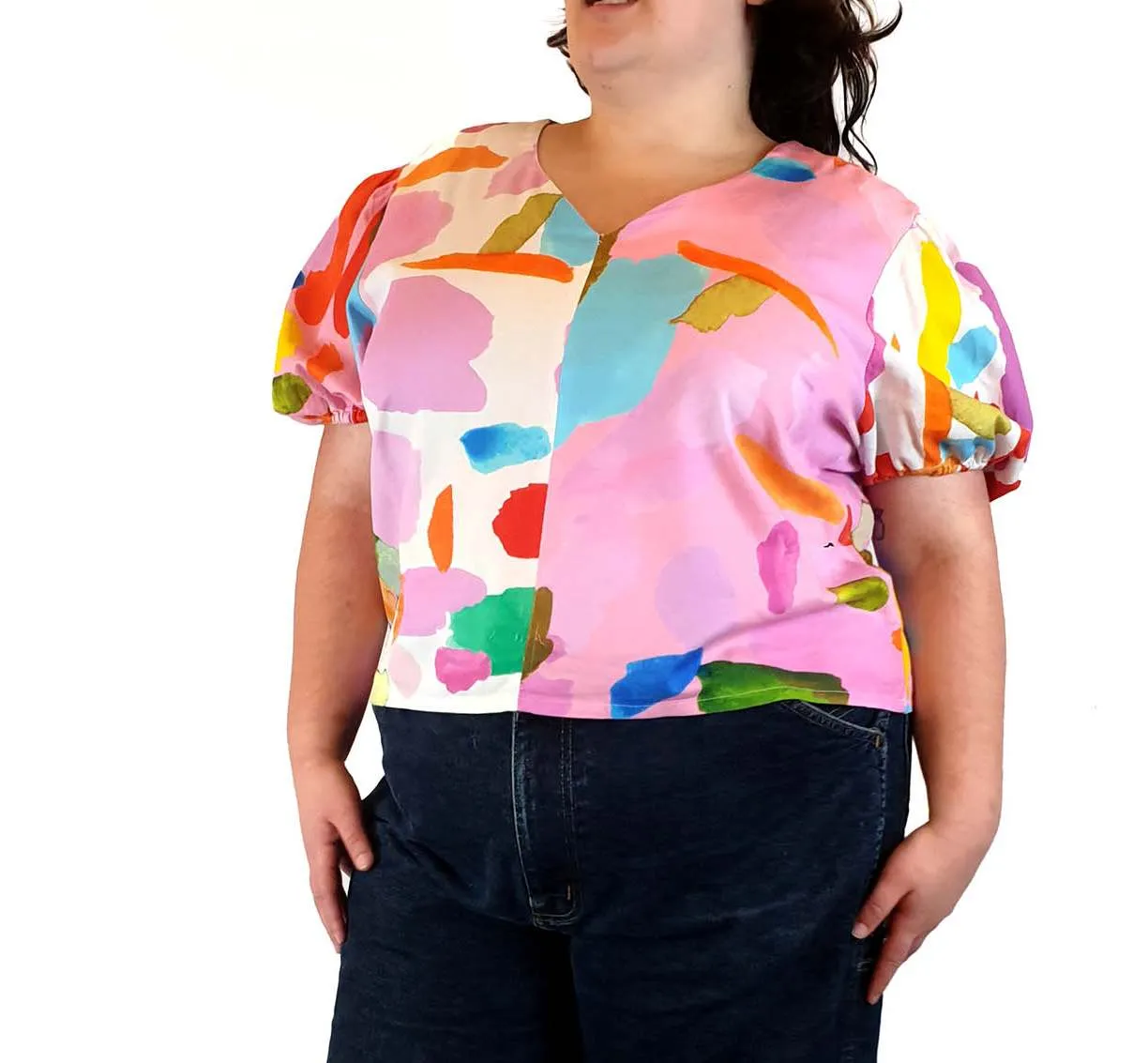 Variety Hour cropped short sleeve top size 3XL (multiple faults)