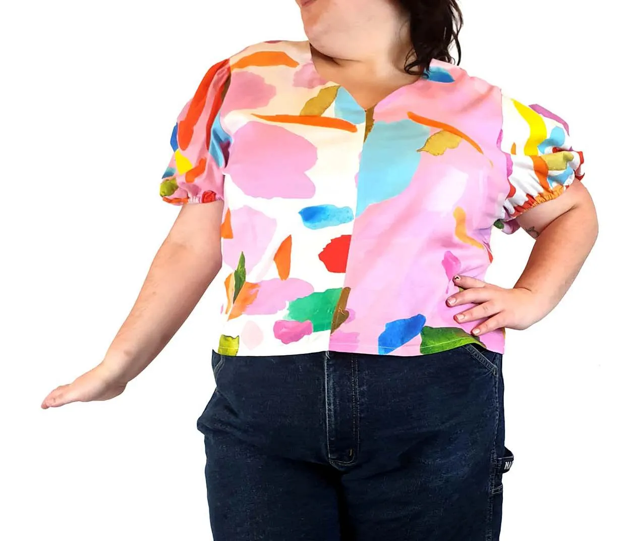 Variety Hour cropped short sleeve top size 3XL (multiple faults)