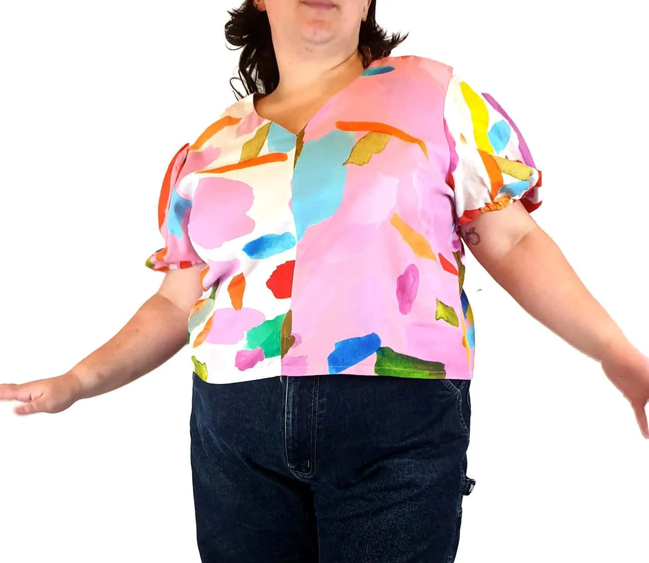 Variety Hour cropped short sleeve top size 3XL (multiple faults)