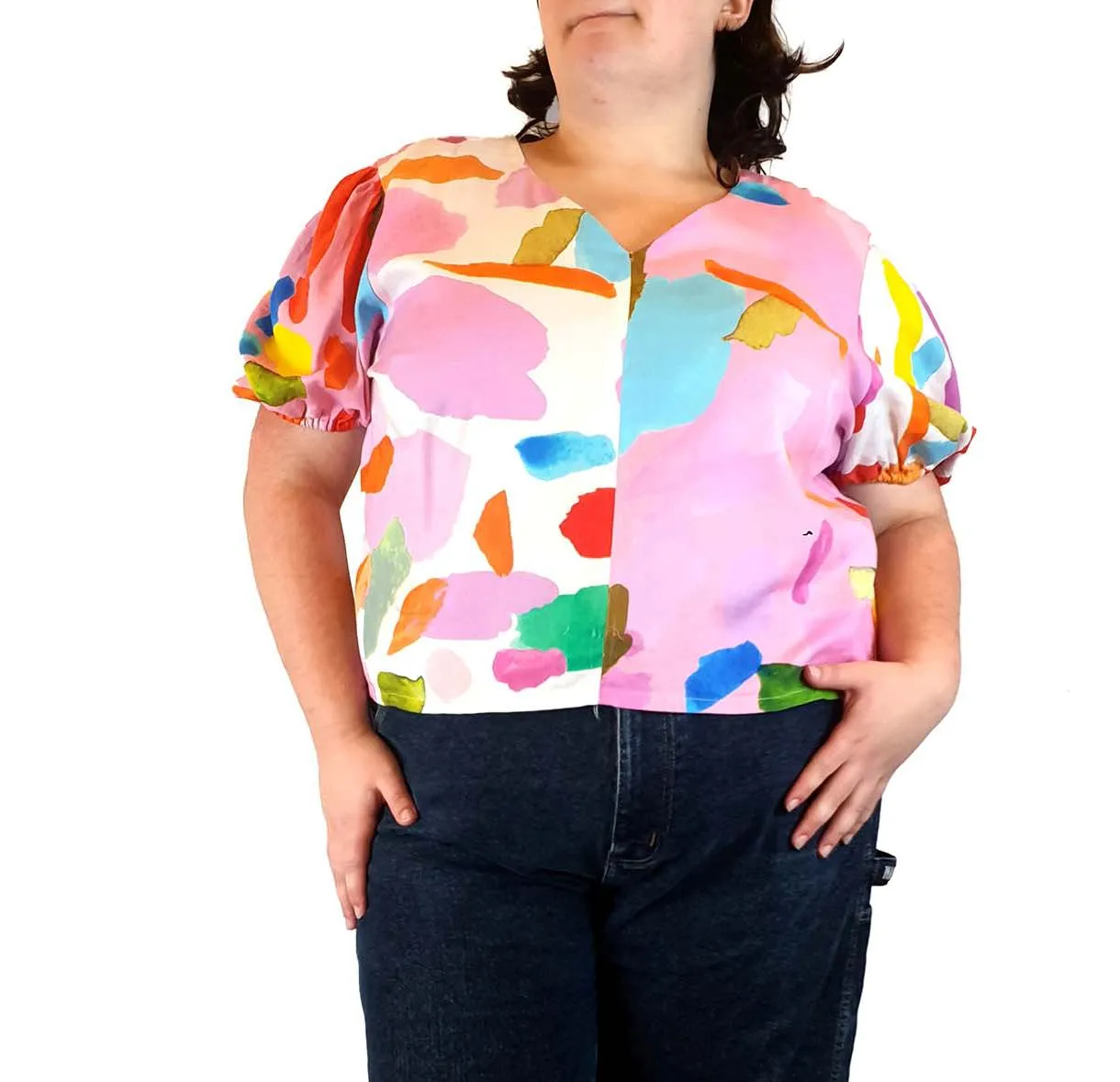 Variety Hour cropped short sleeve top size 3XL (multiple faults)