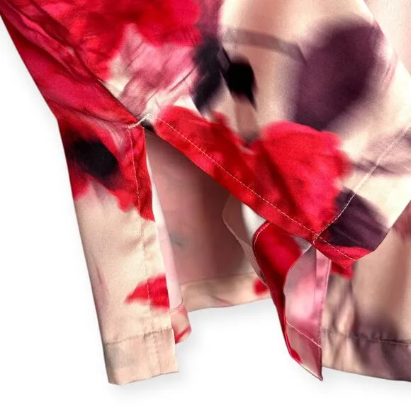 Victoria's Secret Satin Rose Print Two Piece Pajama Set Women's Size M