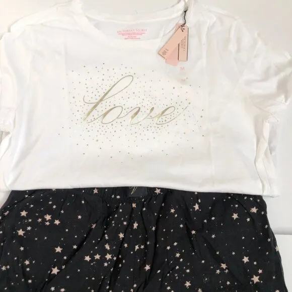 Victoria's Secret Valentines Pajamas Meduim flannel jogger tee jammer set Love