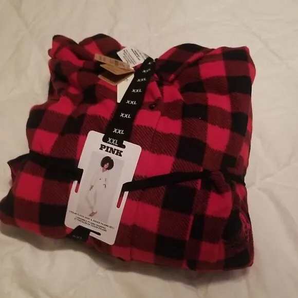 Victoria's Secret Pink Plaid Light Flannel PJ Pant Set