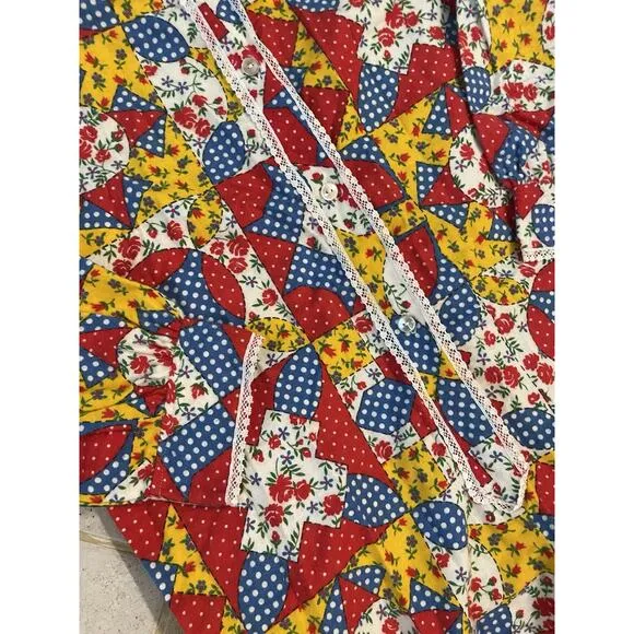 Vintage Barad Mr. P.J. Pajamas Womens Size 12 Patchwork One Piece Jumpsuit 60's