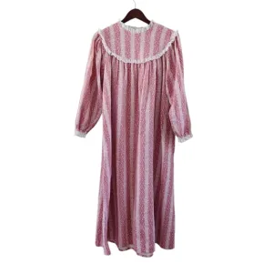 Vintage LL Bean By Lanz Cotton Pink White Floral Nightgown Pajamas Womens Size M
