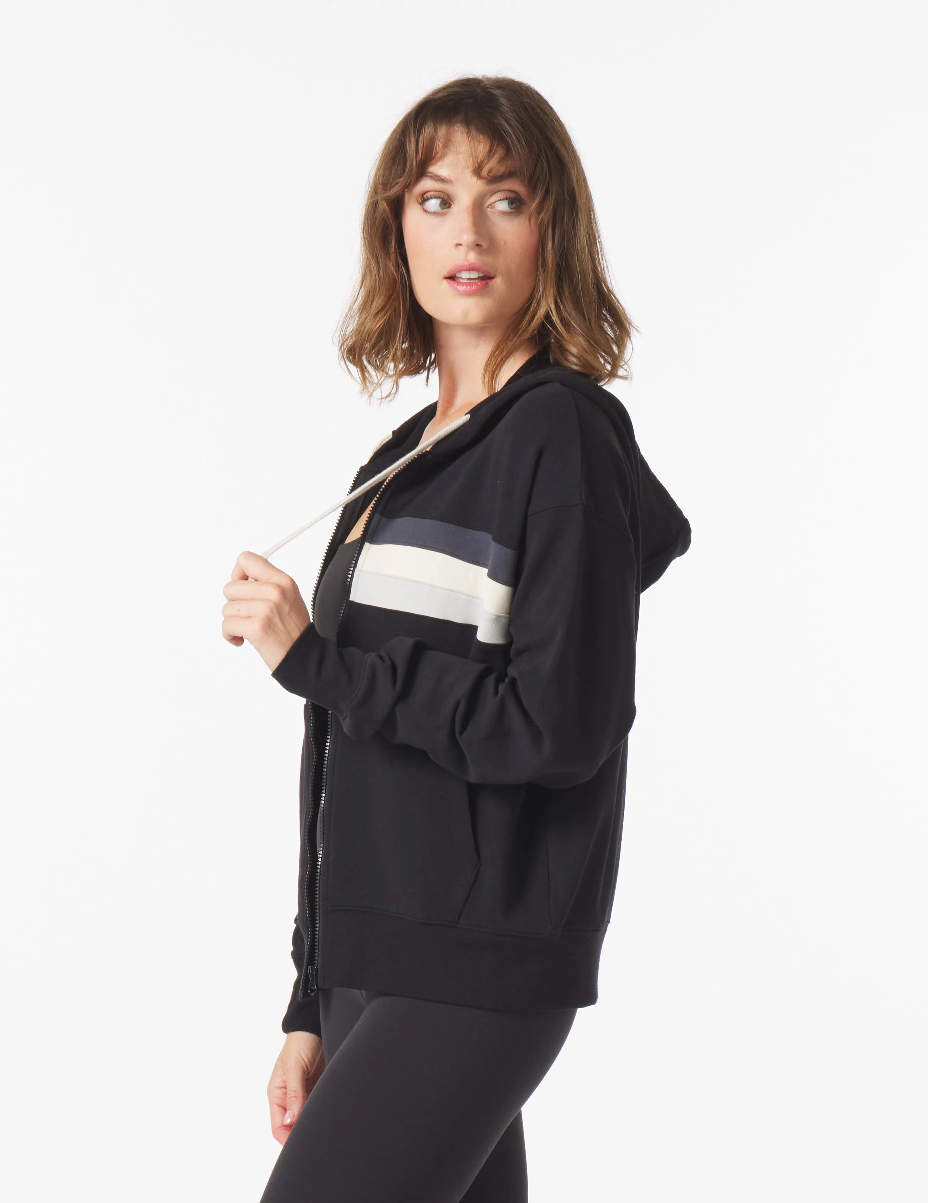 Vintage Oversized Zip Up: Black/Carbon/Oamtilk/Ash Grey