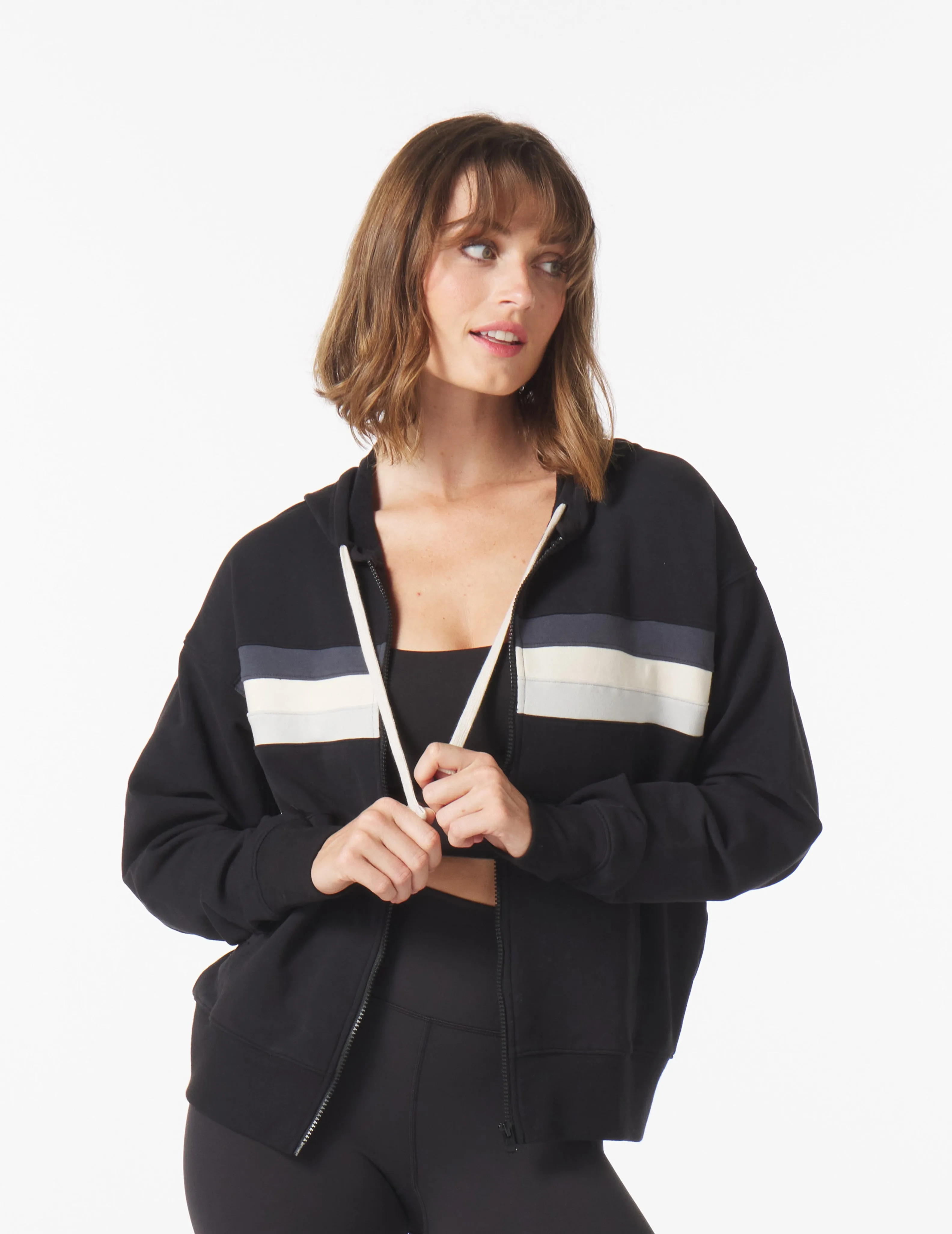 Vintage Oversized Zip Up: Black/Carbon/Oamtilk/Ash Grey