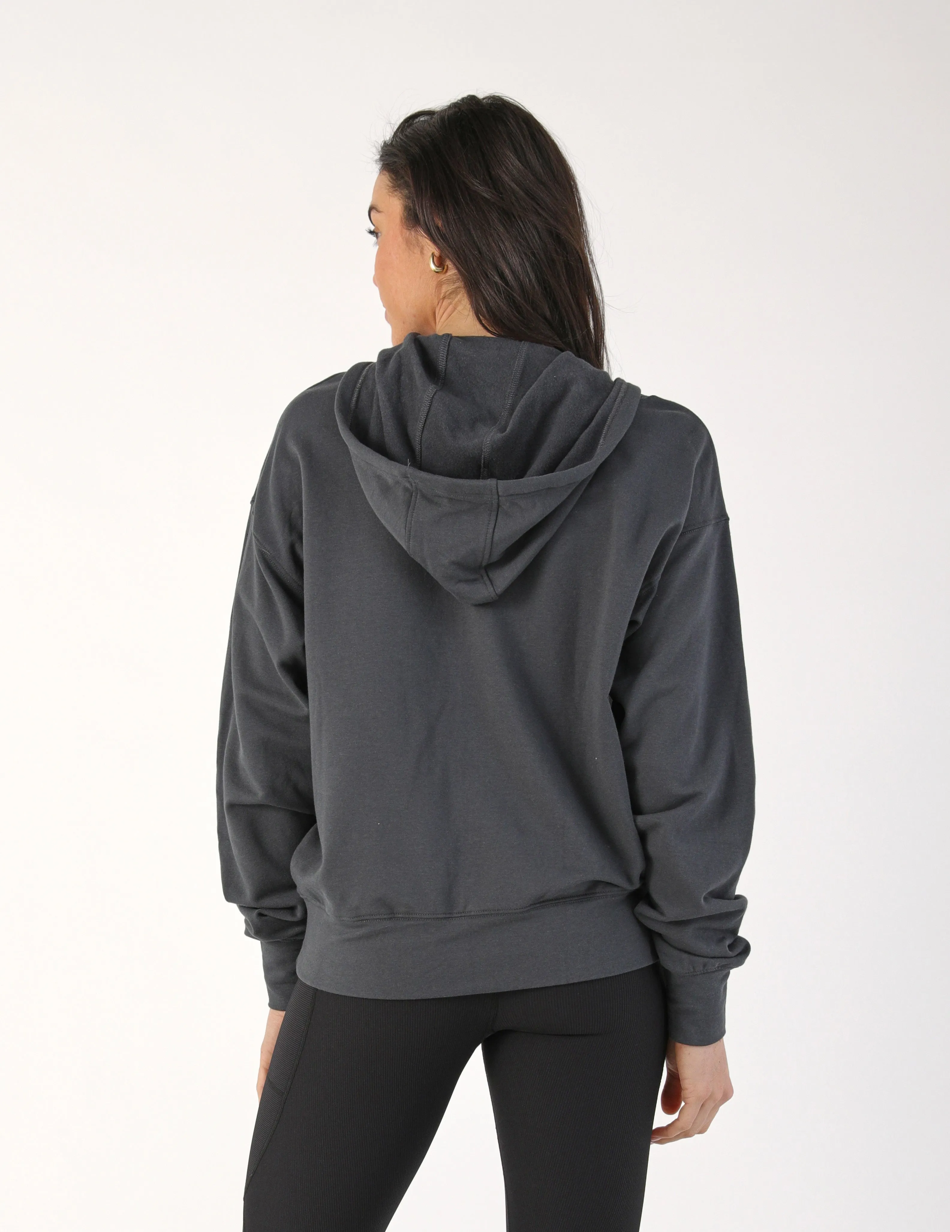 Vintage Oversized Zip Up: Carbon with Black/White/Ash Grey Stripes