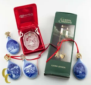Waterford Crystal, Georg Jensen, Bing & Grondhal Christmas Ornaments Baby's 1st
