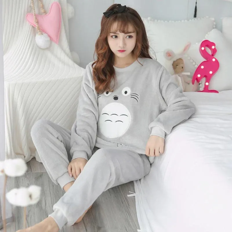 Winter Womens Flannel Pijamas Womens Home Cloth