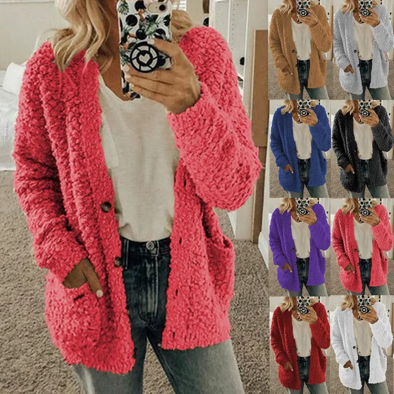 Witte Fuzzy Gebreide Strickjacke - Emma