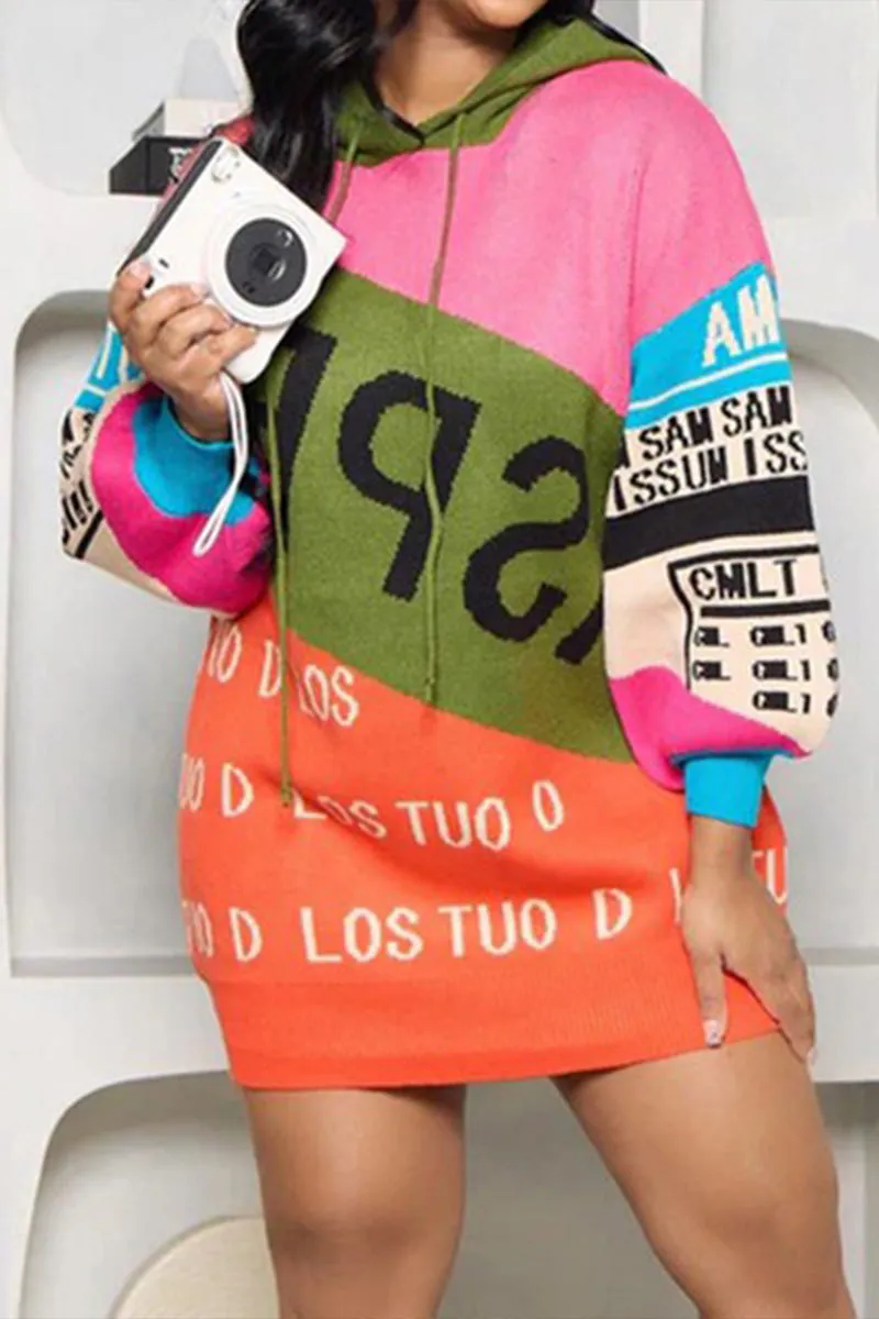 WK0447 Graphic Long Sweater