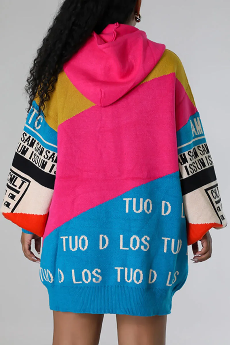 WK0447 Graphic Long Sweater