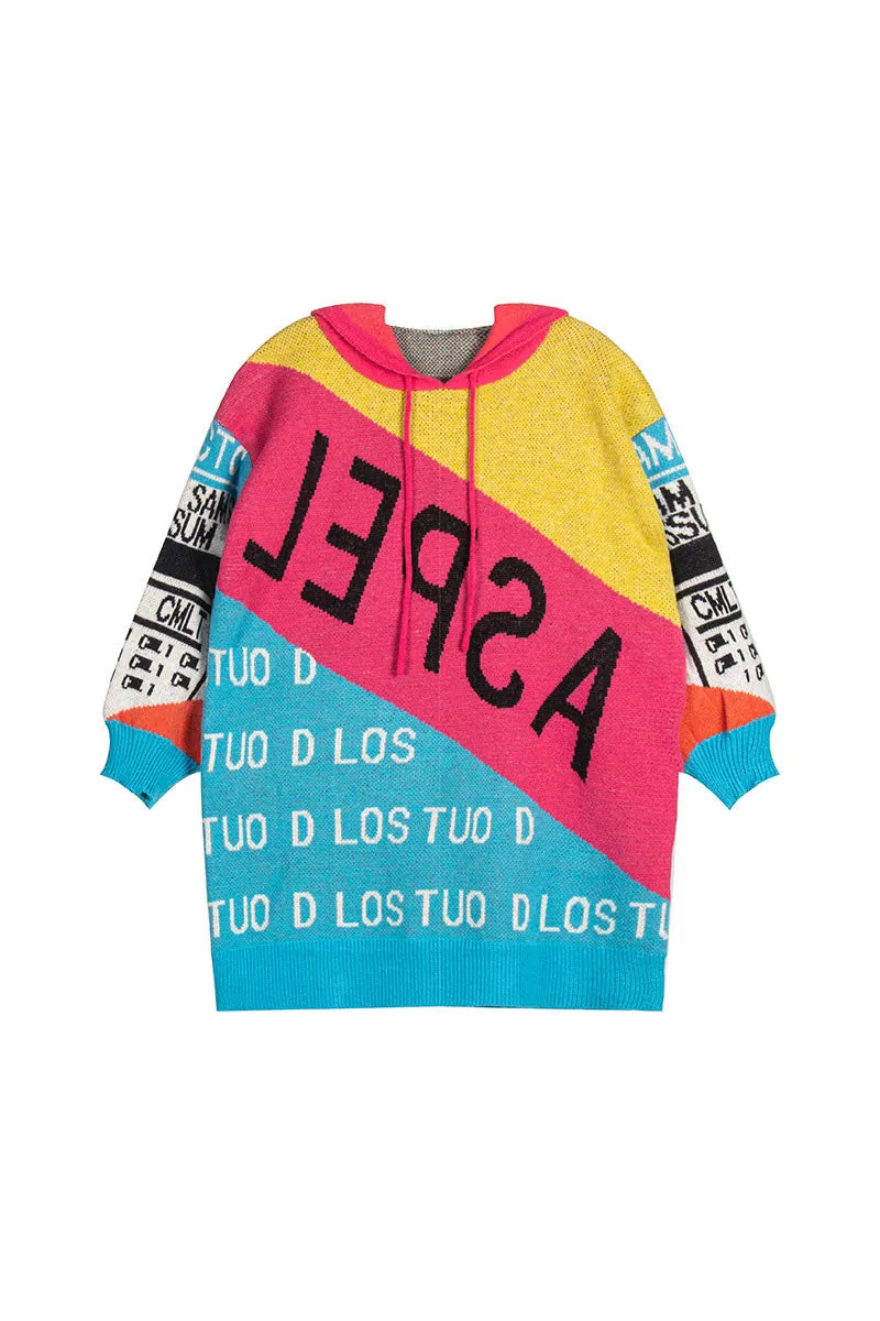 WK0447 Graphic Long Sweater