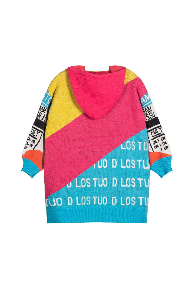WK0447 Graphic Long Sweater