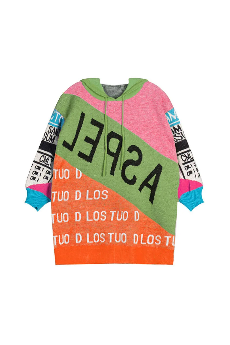 WK0447 Graphic Long Sweater