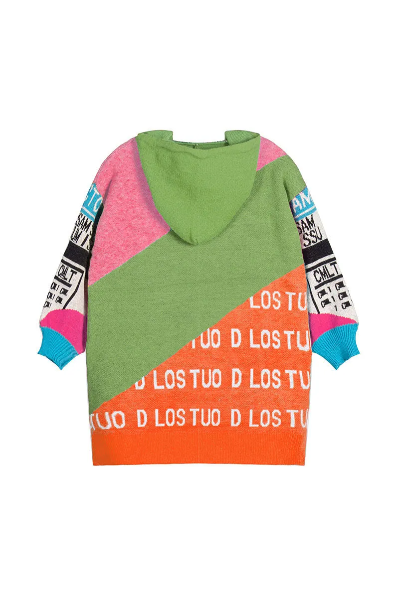 WK0447 Graphic Long Sweater