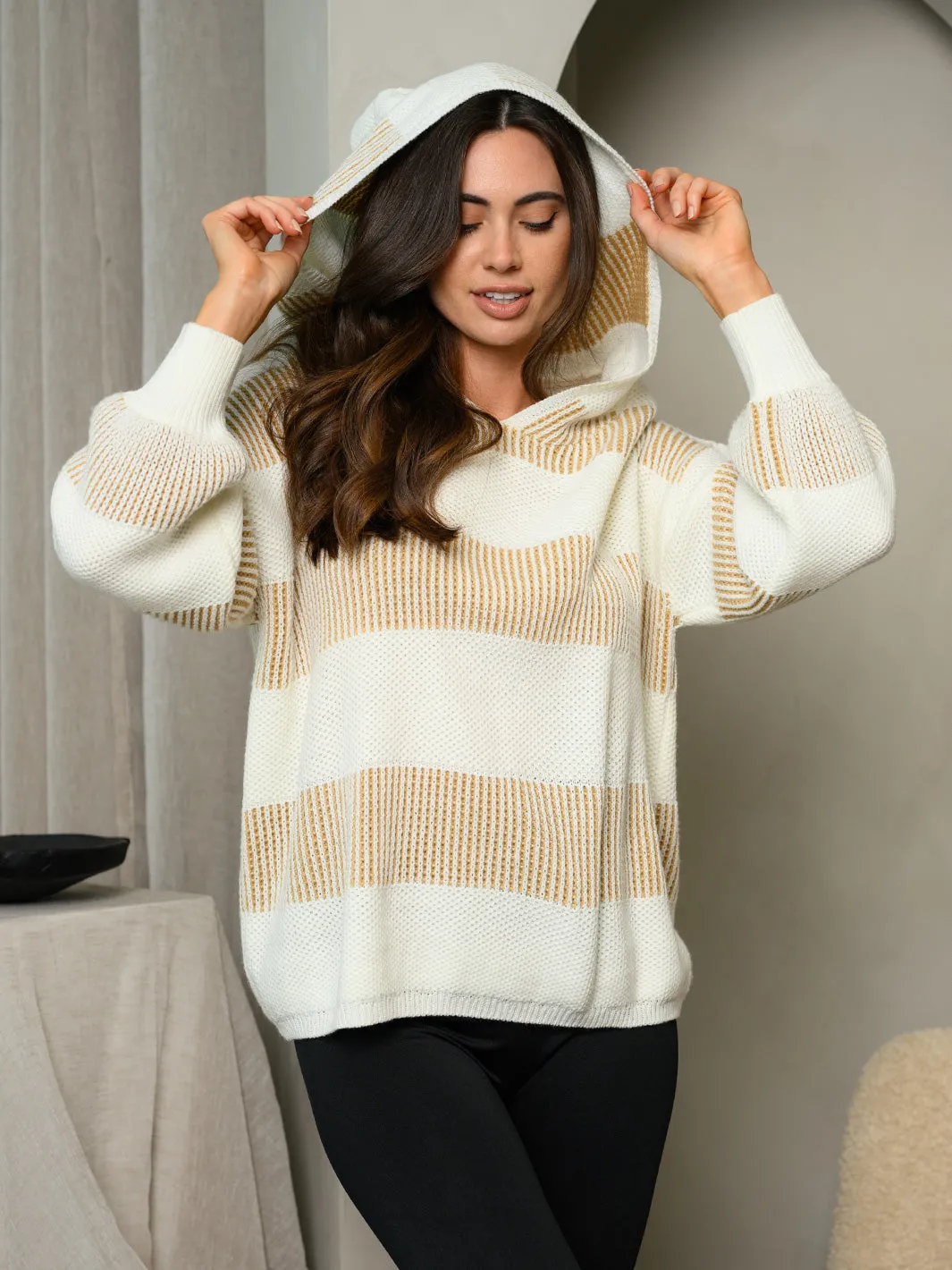 WOMEN'S LONG SLEEVE HOODIE COLORBLOCK SWEATER