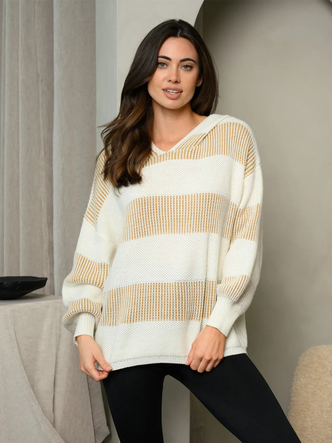 WOMEN'S LONG SLEEVE HOODIE COLORBLOCK SWEATER