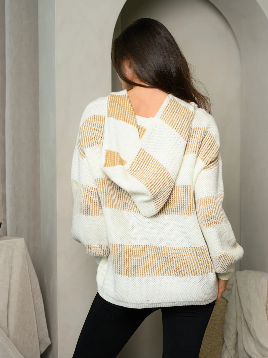 WOMEN'S LONG SLEEVE HOODIE COLORBLOCK SWEATER