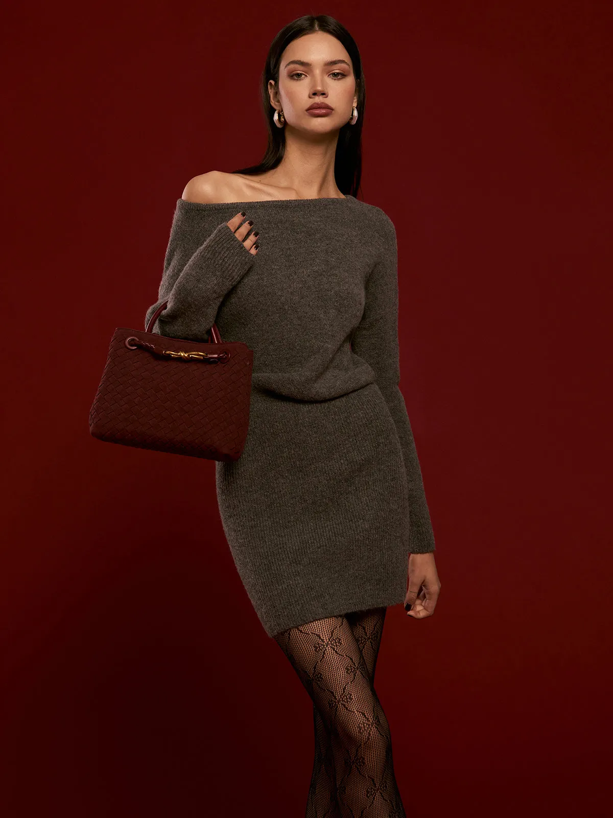 Wool-Blend Asymmetrical Sweater Dress
