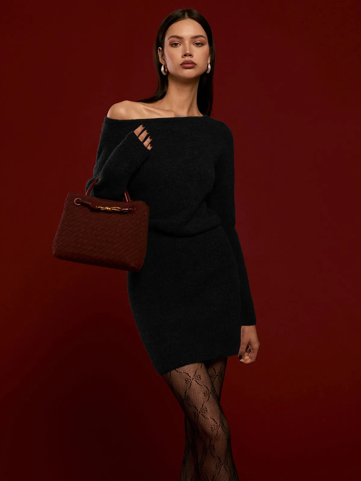 Wool-Blend Asymmetrical Sweater Dress